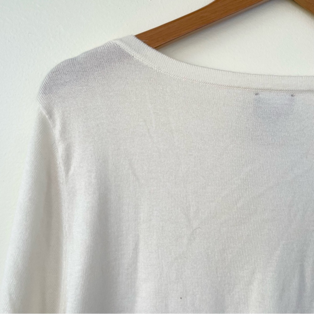 Chico’s Ivory Sweater Cashmere Blend Scoop Meck size 3 - Picture 5 of 8